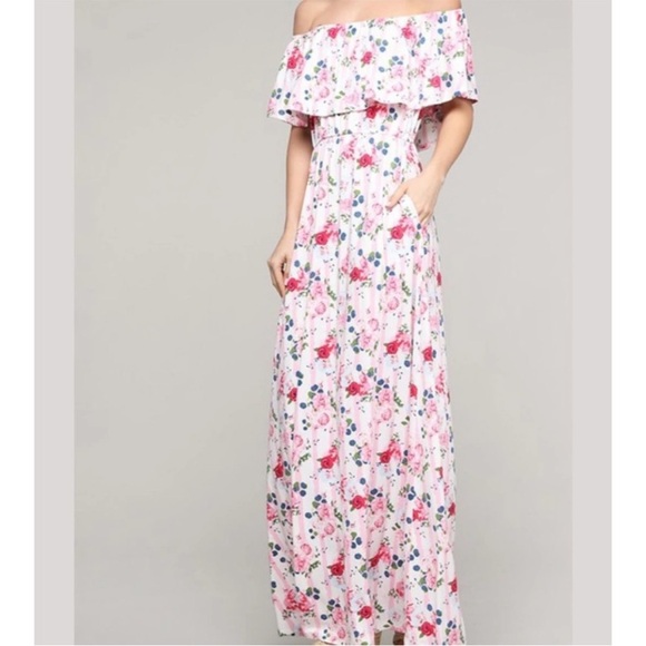 ninexis Dresses & Skirts - Floral Off-Shoulder Maxi Dress
